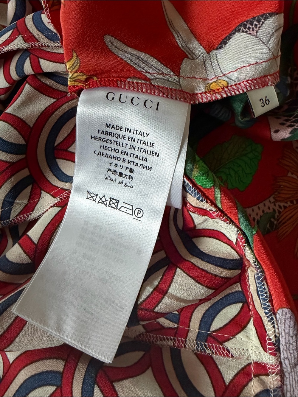 Gucci Flora Snake Dress L Aveugle Par Amour Pleated Patchwork Bow Silk Size 36 - Picture 12 of 15